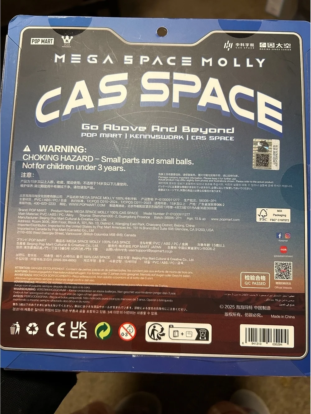 Mega Space Molly CAS Space Hang card figure pin Pop Mart